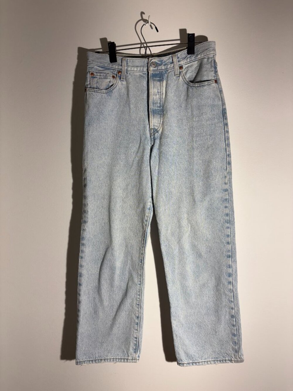 Levi's Ribcage Straight Ankle Jeans High Rise Button Fly Light Wash Denim 29